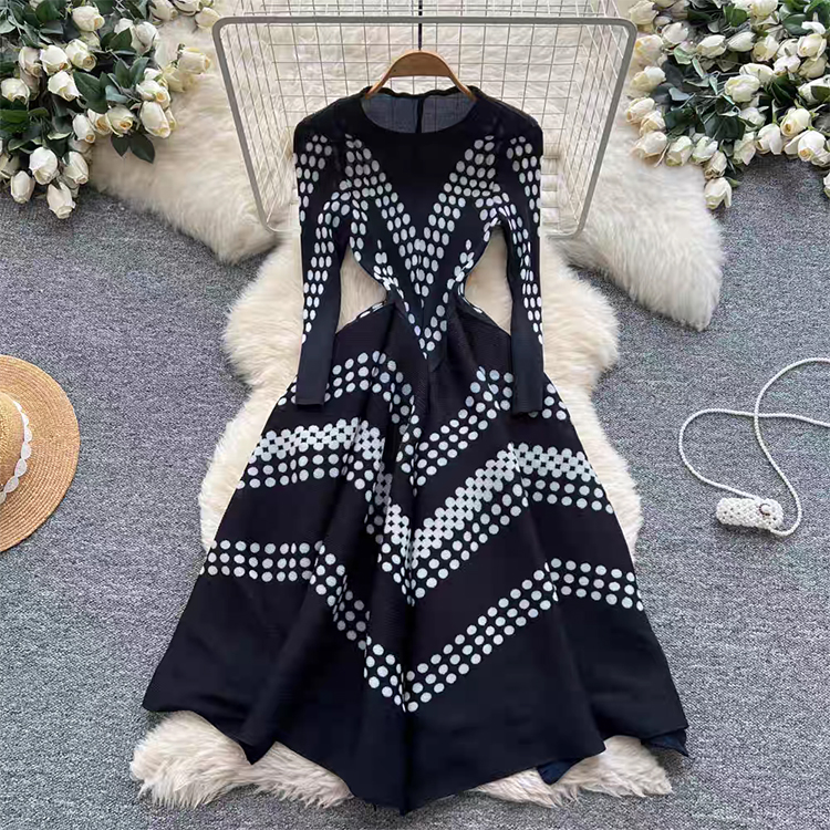 Elegant Polka Dot Pleated Dres – Ethnic Fashion Dress Bewertung und Preis