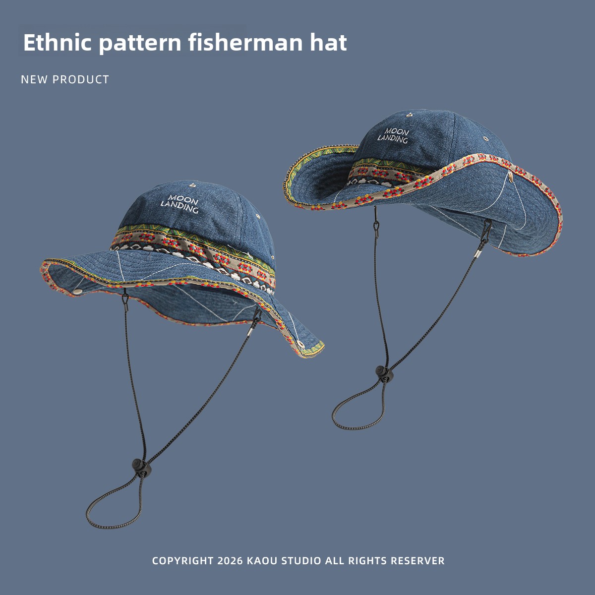 Bohemian Denim Bucket Hat for  – Ethnic Fashion Photography Bewertung und Preis