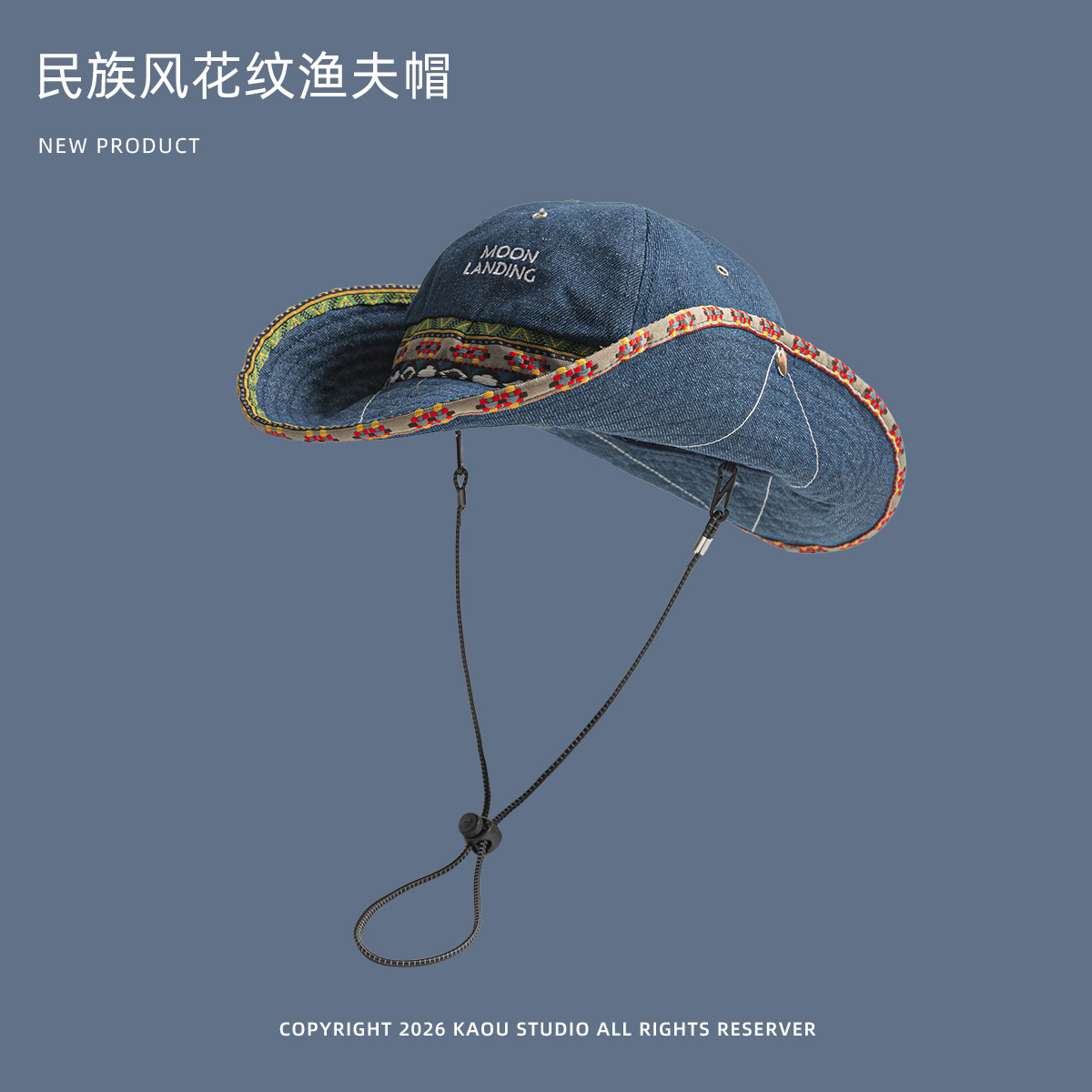 Bohemian Denim Bucket Hat for  – Ethnic Fashion Photography Bewertung und Preis