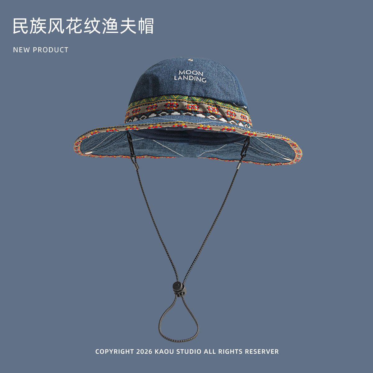 Bohemian Denim Bucket Hat for  – Ethnic Fashion Photography Bewertung und Preis