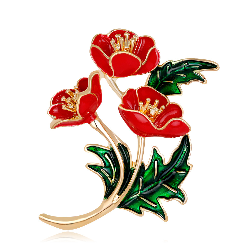 Enameled Red Poppy Flower Broo – Ethnic Fashion Uk Bewertung und Preis