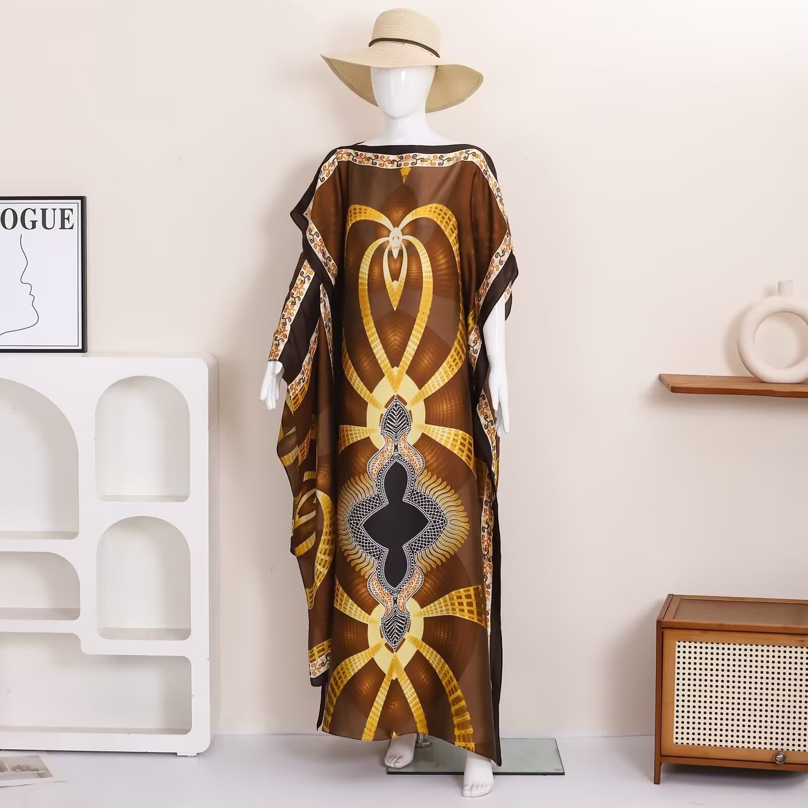 1 retro ethnic geometric print – Ethnic Fashion Dress Bewertung und Preis