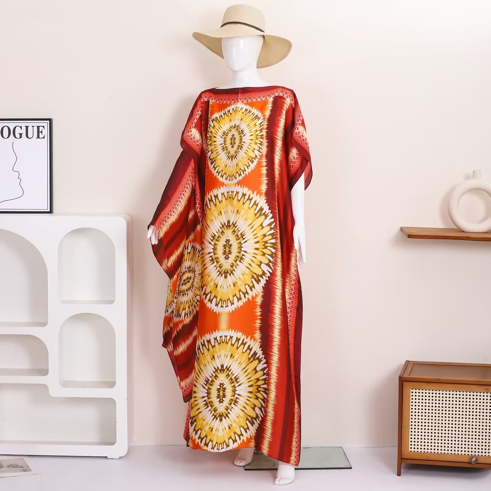 1 retro ethnic geometric print – Ethnic Fashion Dress Bewertung und Preis