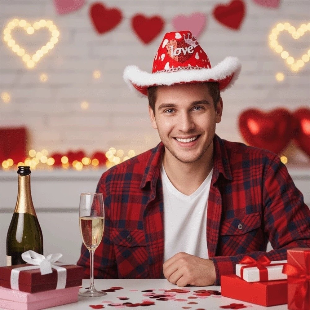 Wide Brim Red Heart Cowboy Cap – Ethnic Day Fashion Show Bewertung und Preis