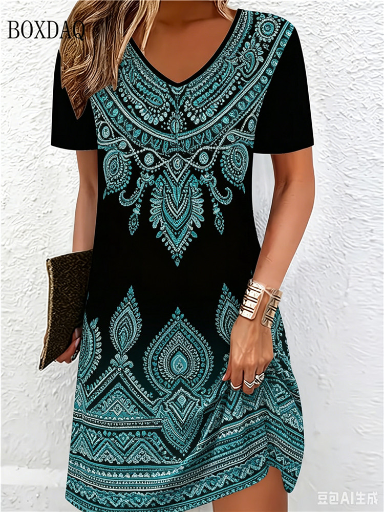 Vintage Ethnic 3D Printed Dres – Ethnic Fashion Dress Bewertung und Preis