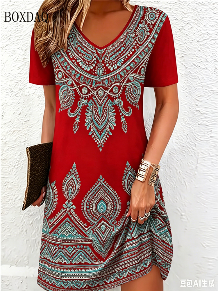 Vintage Ethnic 3D Printed Dres – Ethnic Fashion Dress Bewertung und Preis